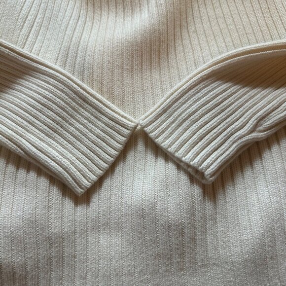 VTG DKNY Jeans Ribbed Knit Sweater L Off White 100% Cotton Japan Preppy Warm EUC - Picture 10 of 13